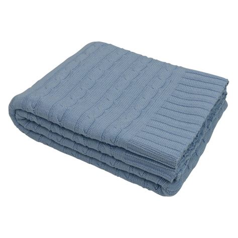 knitted blue throw blanket xcm