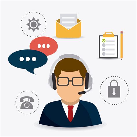male customer service support agent surrounding  office icons  vector art  vecteezy