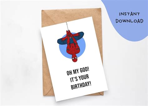 printable spiderman birthday card instant  etsy canada