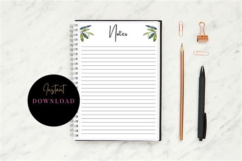 notes page printable lined note paper notes page planner etsy