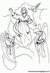 Mewarnai Colorare Assunta Assumption Pages Kenaikan Madonna Malaikat sketch template