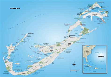 large detailed road  political map  bermuda bermuda large detailed road  political map