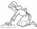 Cinderella Drawing Coloring Floor Scrubbing Child Floors Clipart Color Pages Colouring Scrub People Getdrawings Comments sketch template