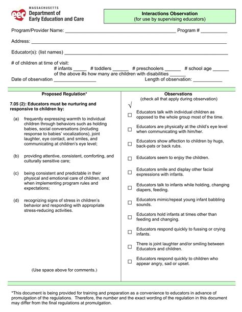 child care observation forms  ms word