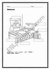 Bedroom Worksheet Worksheets Vocabulary Esl English House Eslprintables sketch template