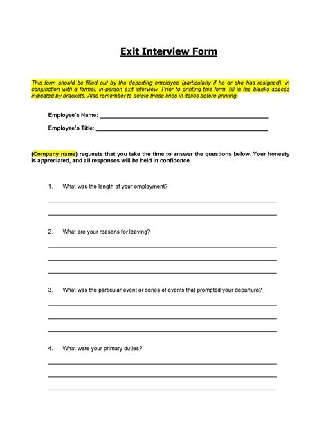 printable exit interview questions template printable world holiday