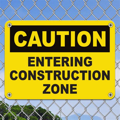 caution entering construction zone sign   safetysigncom