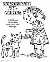 Coloring Daisy Caring Scout Considerate Girl Pages Law Petal Scouts Petals Cat Activities Feeding Green Makingfriends Respect Friendly Helpful Responsible sketch template