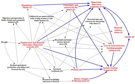 mental health outcomes  drought  systematic review  causal process diagram north