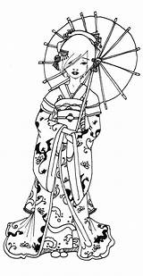 Geisha Kimono Getcolorings Geishas Colorier Adulte Japoneses Slipper 1744 Patrones Pirograbado sketch template