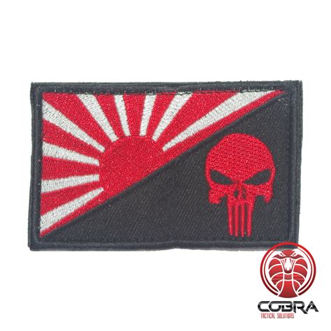Japanese War Flag Rising Sun Red Punisher Embroidered Patch Velcro