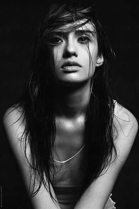 black and white portrait of a sensual woman stocksy united