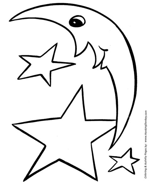 easy shapes coloring pages moon ahd stars easy coloring activity