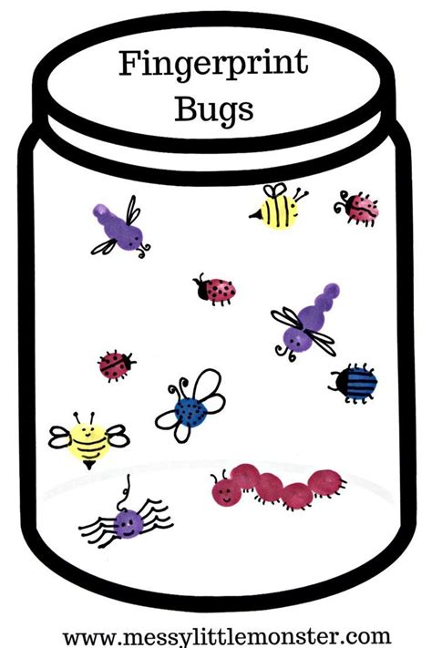 fingerprint bug jar craft  kids   printable jar  fun