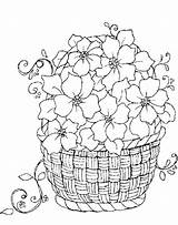 Basket Flowers Flower Coloring Pages Drawing Printable Embroidery Patterns Paintingvalley Choose Board sketch template