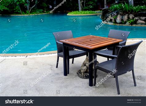 table  chairs  swimming pool stock photo  shutterstock