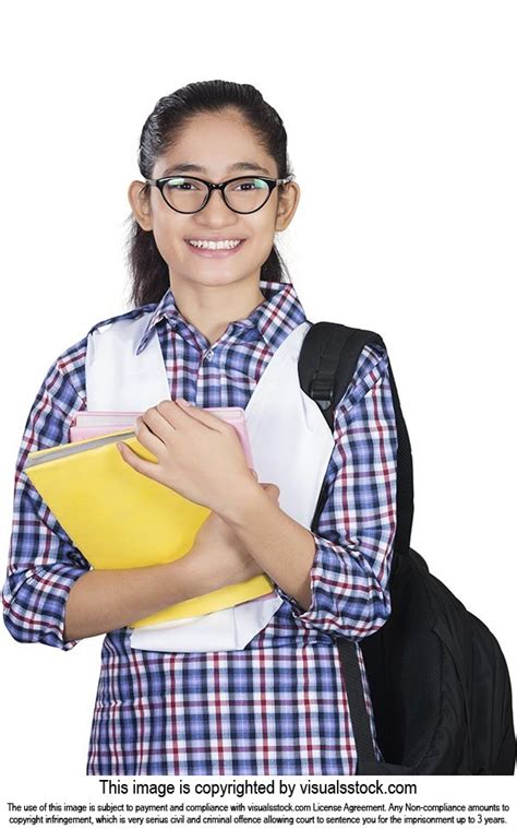 indian teenage girl high school student holding book  bag education