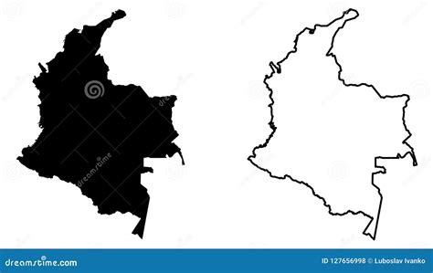 simple  sharp corners map  colombia vector drawing merc stock vector illustration