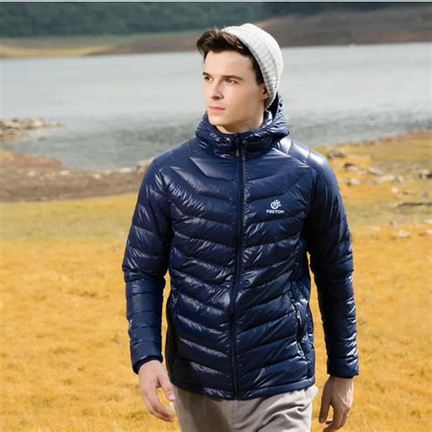 winter outdoor super light  jacket  men solid color hooded ultra