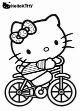 Kitty Hello Coloring Pages Riding Colouring Bicycle Cat Kitten Choose Board sketch template