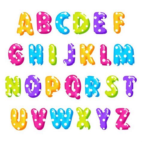 letters  colorful   polka dots