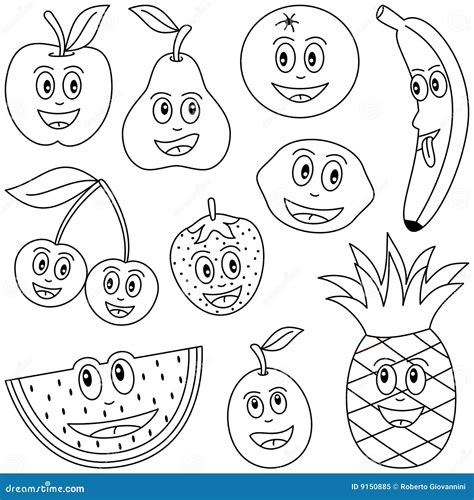 coloring fruit  kids stock vector illustration  diet