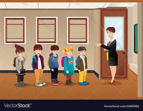 teacher lining   students royalty  vector image