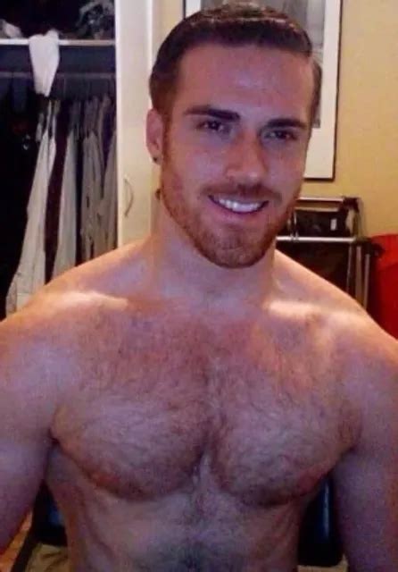 Shirtless Male Muscular Jock Hairy Chest Beard Nice Smile Guy Photo 4x6