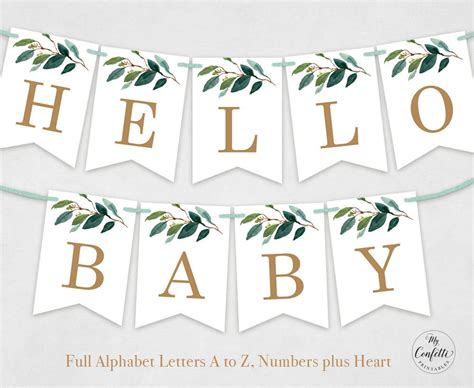 printable alphabet banner set letters    numbers heart diy baby