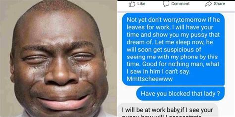 nigerian man left in total shock over sex texts between cheating wife and another man
