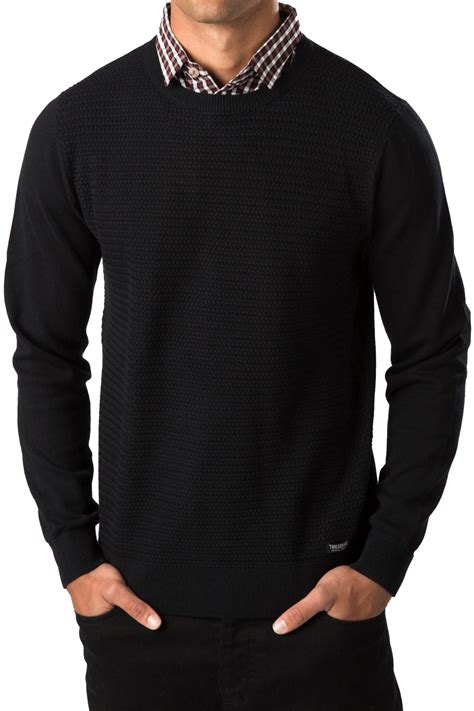 threadbare mens knit jumper geneva crew neck jumper mock shirt collar pullover ebay