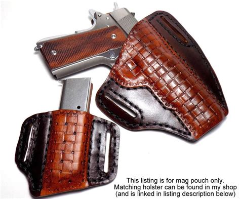 magazine pouch leather open carry canted mag holster brown woven