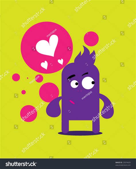 Cute Purple Monster In Love Royalty Free Stock Vector 23974429