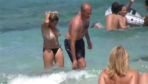 Tan Lines Big Boobs At Beach Black Bikini Topless Porn 04