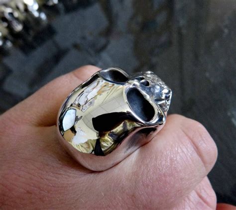 solid sterling silver skull ring  keith richards etsy