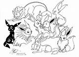 Pokemon Eevee Coloring Evolutions Pages Pikachu Colouring Printable Print Choose Board sketch template