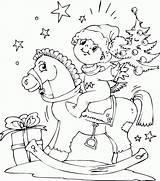 Horse Rocking Coloring Boy Christmas Finished sketch template