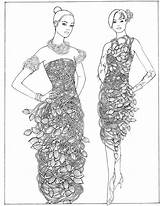 Coloring Fashion Pages Flower Book Dover Adult Fantasies Creative Haven Publications Adults Girls Printables Color Sample Books Welcome Dress Little sketch template