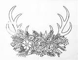 Deer Coloring Pages Traceable Antler Drawing Horns Drawings Acrylic Paint Traceables Anderson Angela Painting Antlers Flowers Printable Sheets Spray Face sketch template
