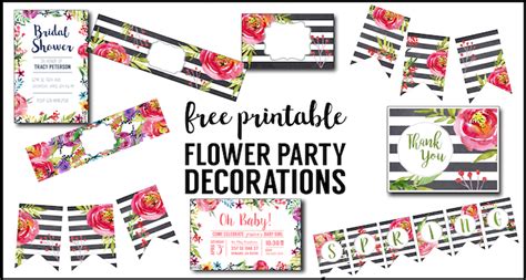 flower party printables  printable decorations paper trail design