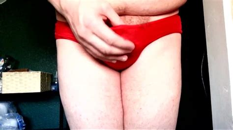 Red Satin Panty Cum Squirts Gay Crossdresser Porn 2a