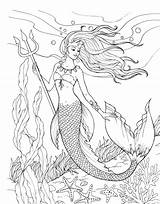 Mermaid Coloring Pages Adults Adult Trident Book Colouring Printable Sheets Kids Beautiful Bestcoloringpagesforkids Choose Board sketch template