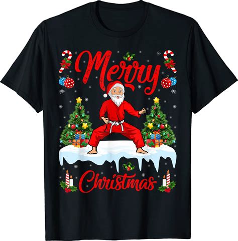 Karate Martial Art Lover Xmas Santa Playing Karate Christmas T Shirt