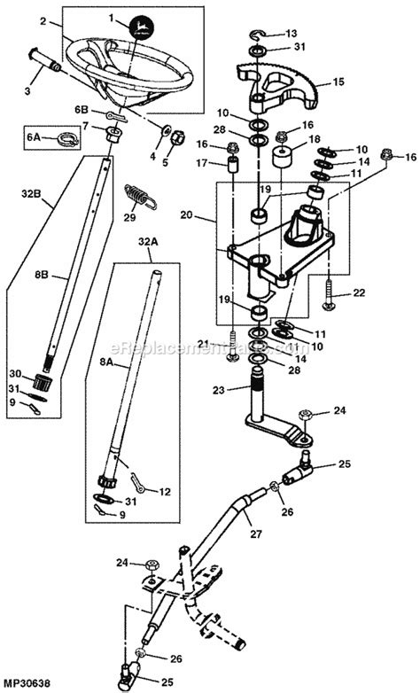 john deere lx steering parts diagram