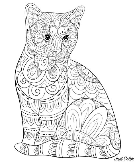 cute cat  simple zentangle patterns cats adult coloring pages
