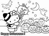 Kitty Hello Halloween Coloring Pages Printable Ghost Happy Para Color Pumpkin sketch template