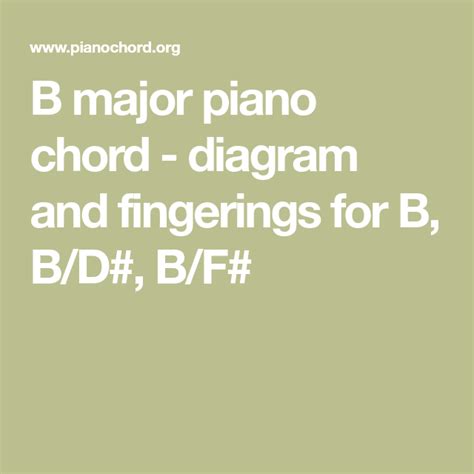 B Major Piano Chord Diagram And Fingerings For B B D