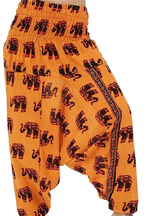 digital printed colorful elephant print cotton harem pants waist size