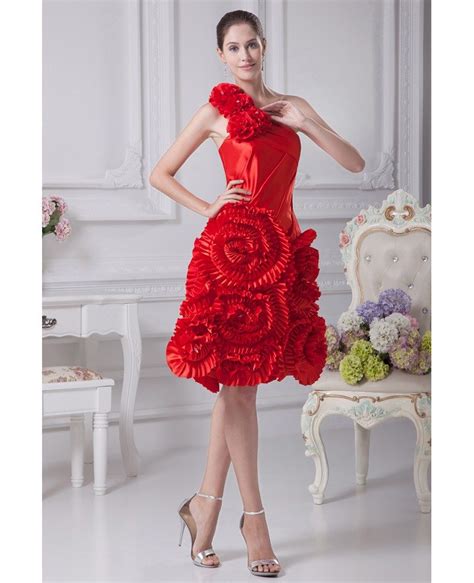 Red Reception Short Wedding Dresses Modern Beautiful Red One Shoulder