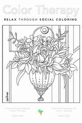 Coloring Pages Colortherapy Therapy Flower sketch template